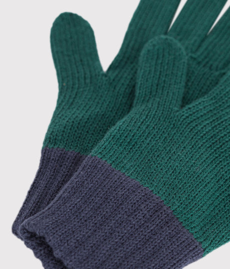 CHILDREN'S TWO-TONE KNITTED GLOVES LINED IN FLEECE