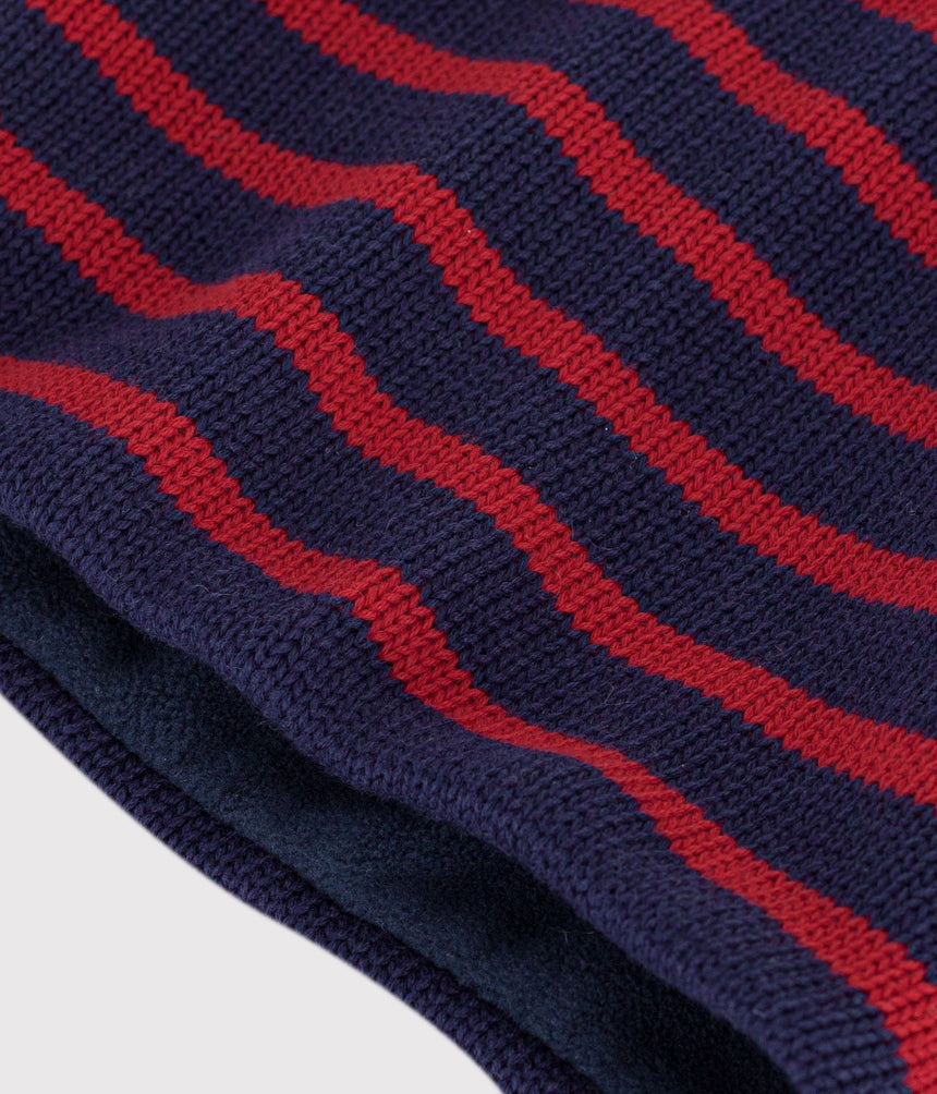 CHILDREN'S STRIPY FLEECE-LINED KNITTED SNOOD
