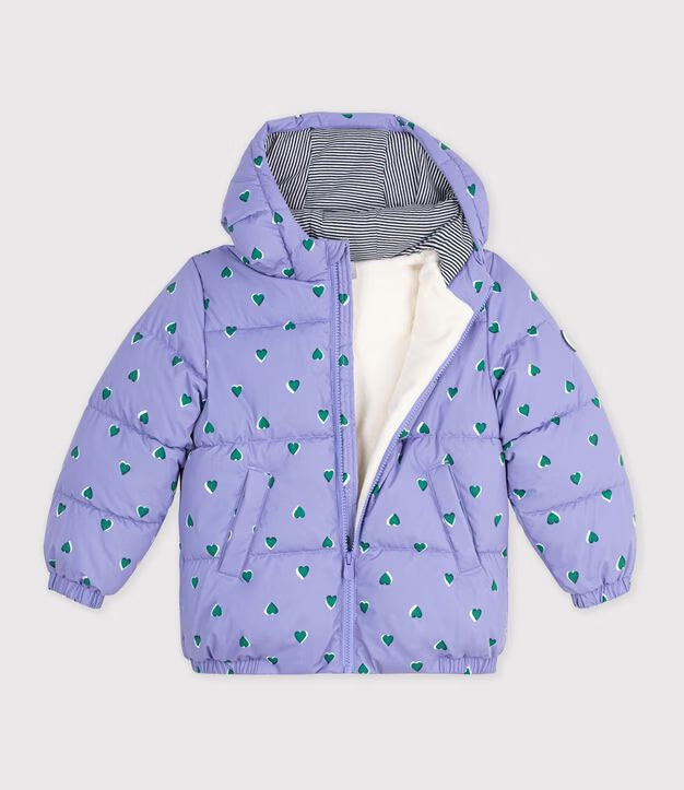 CHILDREN'S HEART PRINT PUFFER JACKET