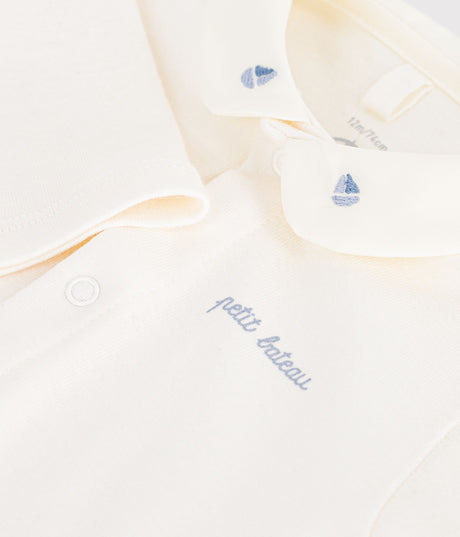 BABIES' LONG-SLEEVED PLAIN COTTON BODY WITH AN EMBROIDERED COLLAR