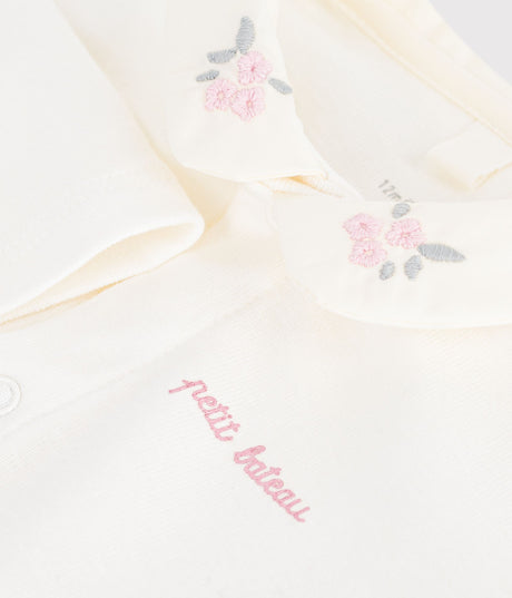 BABIES' LONG-SLEEVED PLAIN COTTON BODY WITH AN EMBROIDERED COLLAR