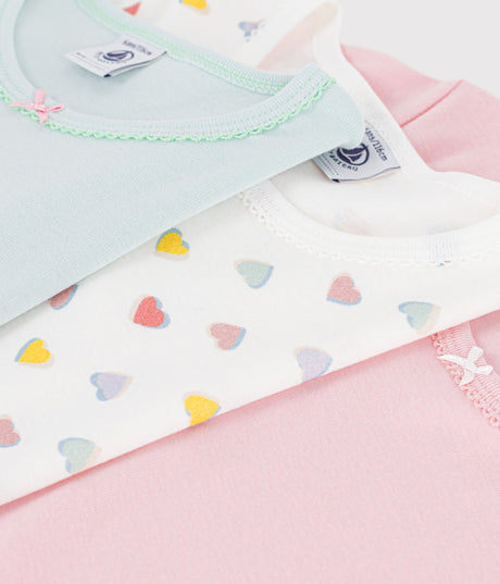 PACK OF CHILDREN'S SHORT-SLEEVED COTTON T-SHIRTS WITH HEARTS