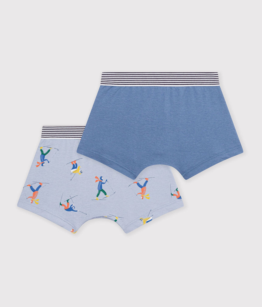 PACK OF CHILDREN'S SKIER-PRINT COTTON BOXERS