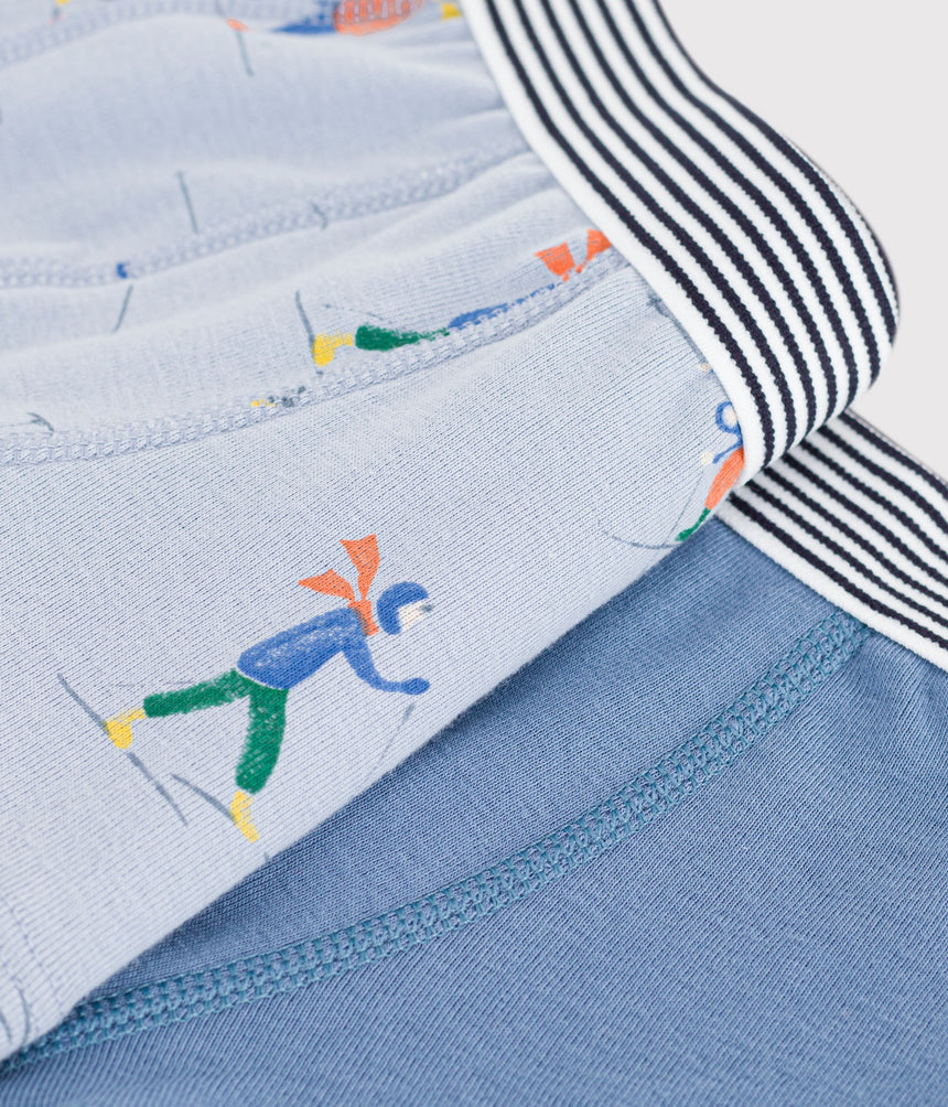 PACK OF CHILDREN'S SKIER-PRINT COTTON BOXERS