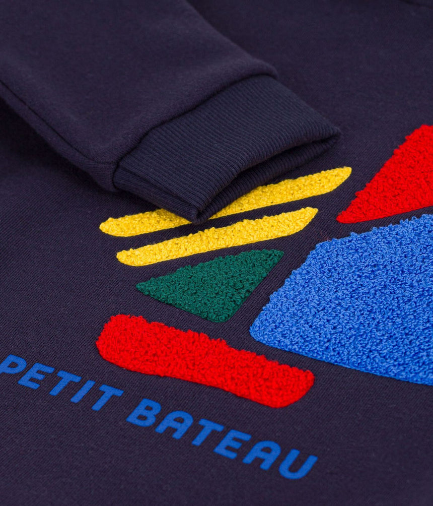 CHILDREN'S COTTON HOODIE WITH A BOAT MOTIF