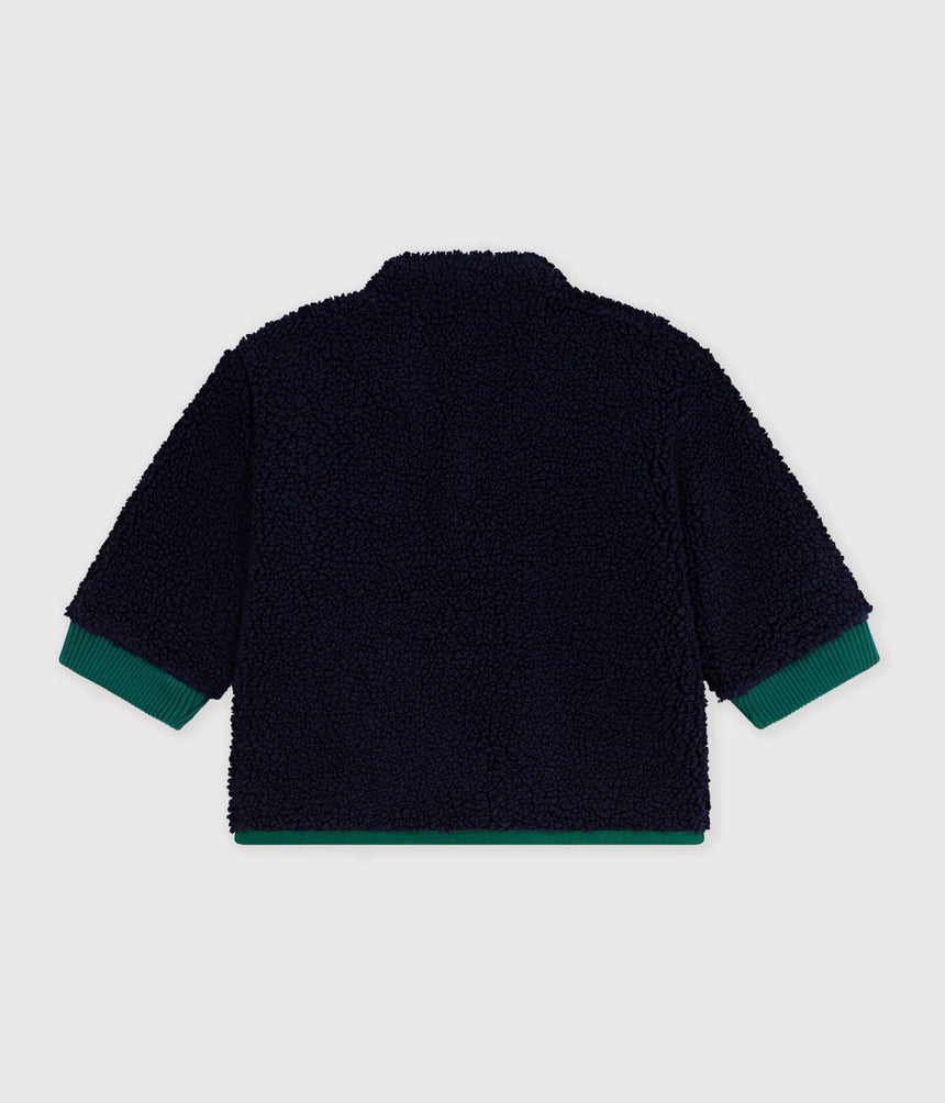 BABIES' PLAIN PADDED SHERPA COAT WITH A HOOD