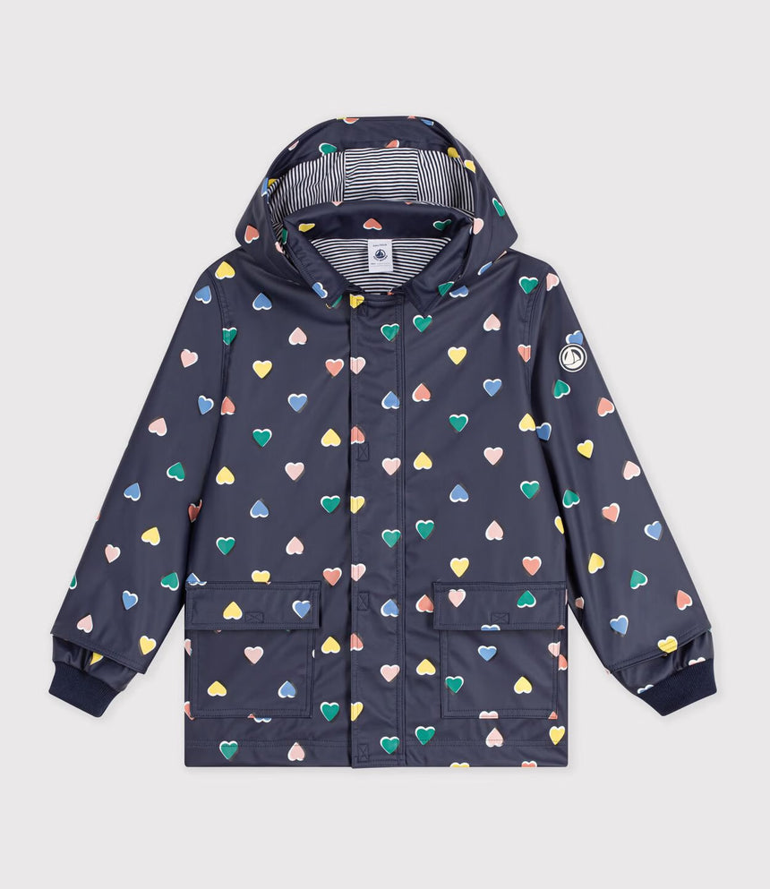 CHILDREN'S HEART PRINT RAINCOAT