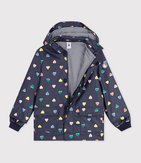 CHILDREN'S HEART PRINT RAINCOAT