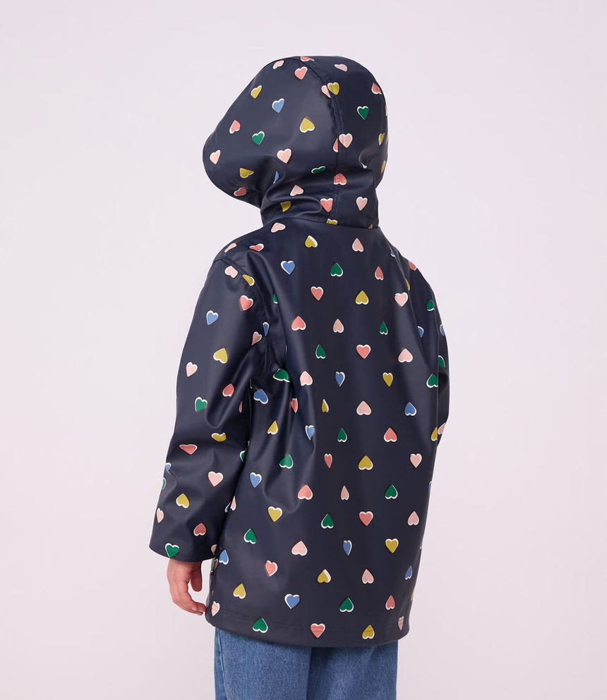CHILDREN'S HEART PRINT RAINCOAT