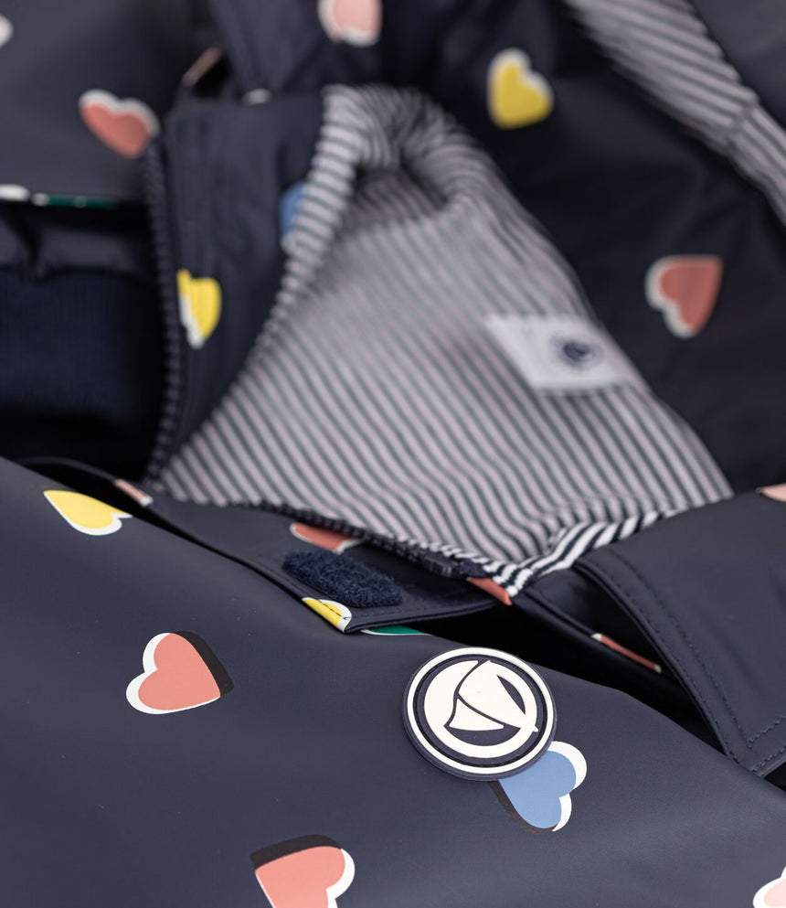 CHILDREN'S HEART PRINT RAINCOAT