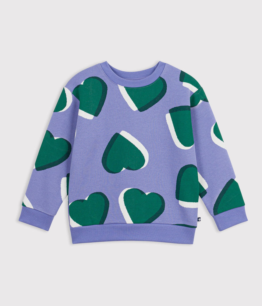 CHILDREN'S COTTON SWEATSHIRT PRINTED WITH HEARTS