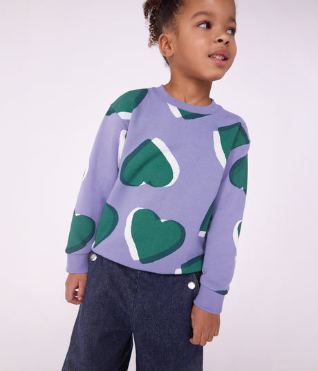 CHILDREN'S COTTON SWEATSHIRT PRINTED WITH HEARTS