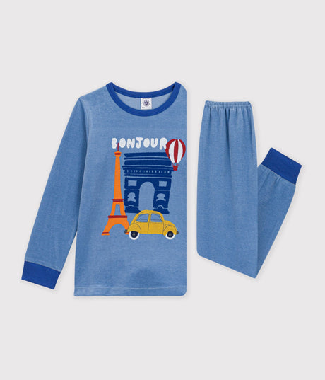 CHILDREN'S PARIS MOTIF VELOUR PYJAMAS
