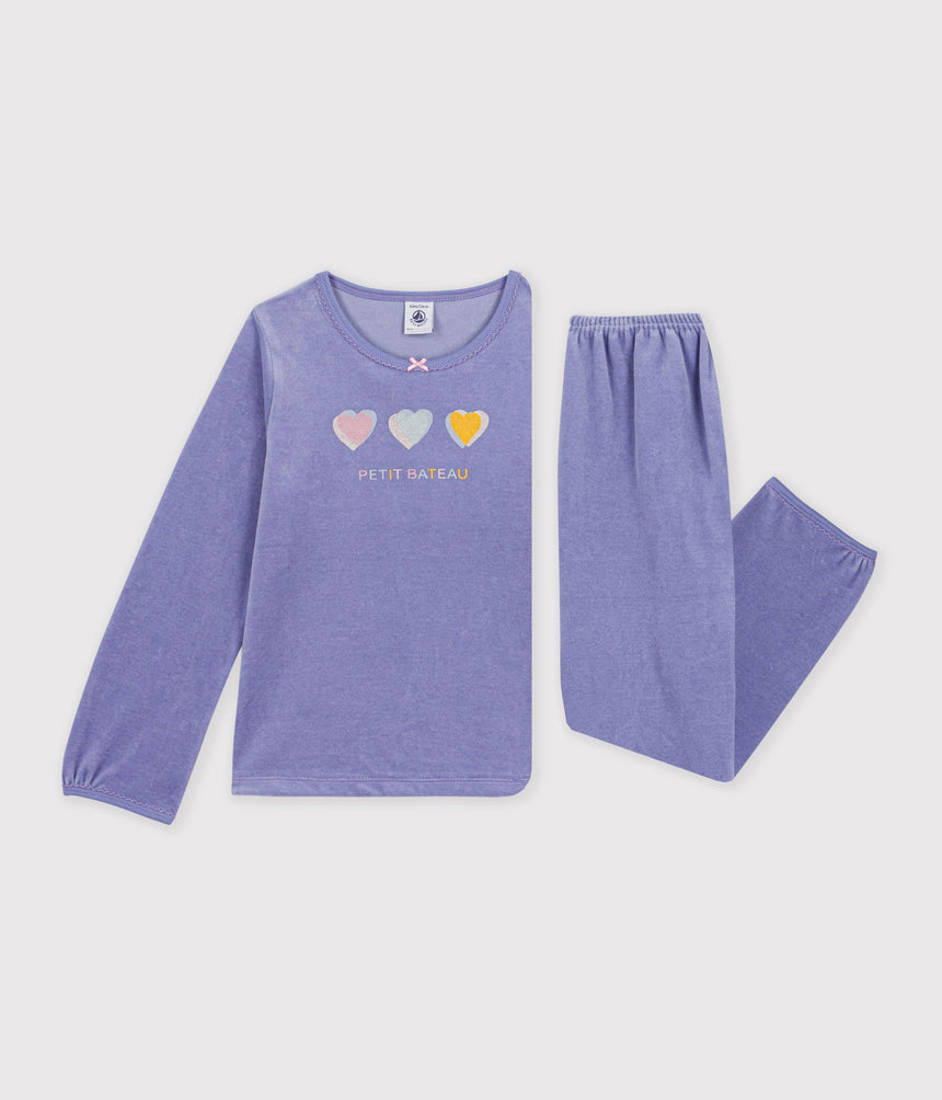 CHILDREN'S VELOUR PYJAMAS WITH A HEART MOTIF