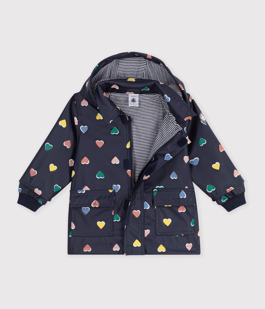 BABIES' ICONIC HEART PRINT RAINCOAT
