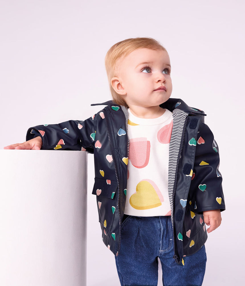 BABIES' ICONIC HEART PRINT RAINCOAT