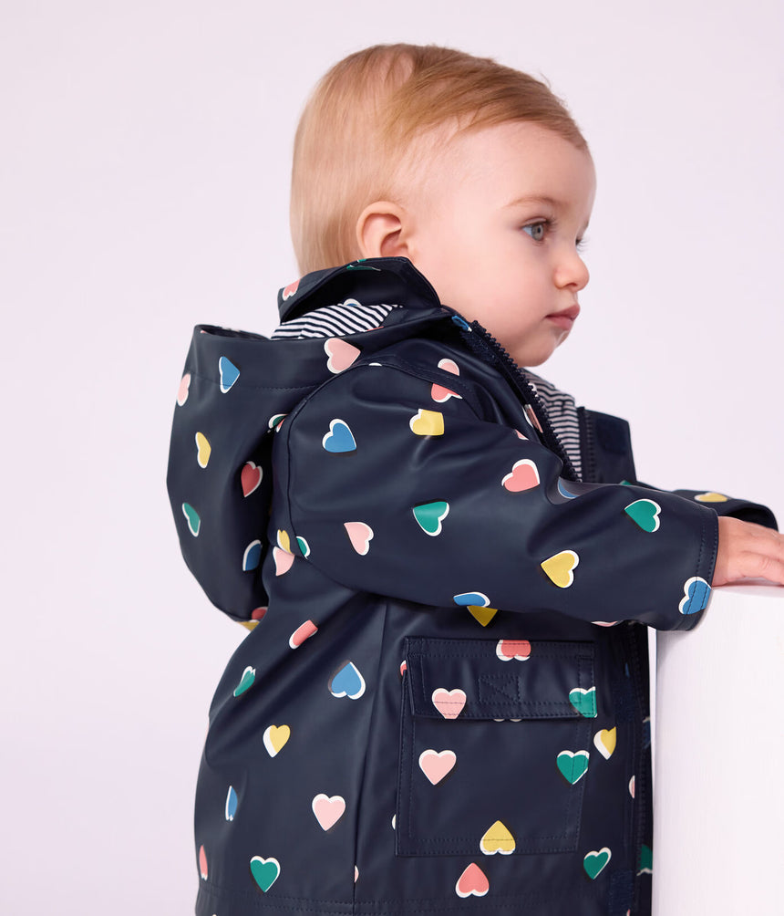 BABIES' ICONIC HEART PRINT RAINCOAT