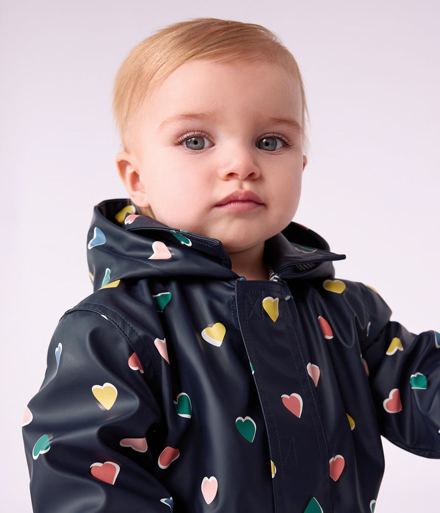 BABIES' ICONIC HEART PRINT RAINCOAT