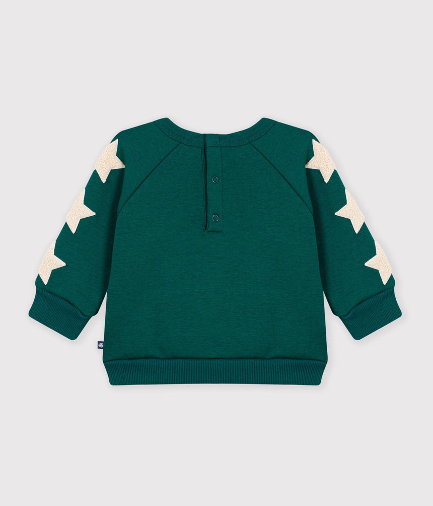 BABIES' PLAIN COTTON SWEATSHIRT WITH STAR BADGES