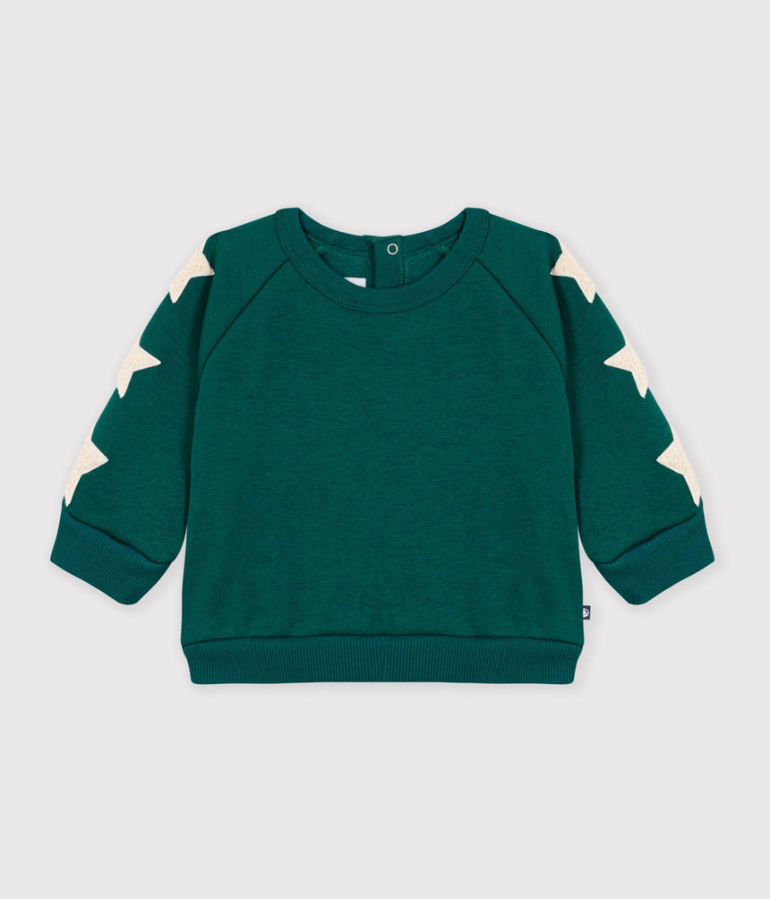 BABIES' PLAIN COTTON SWEATSHIRT WITH STAR BADGES