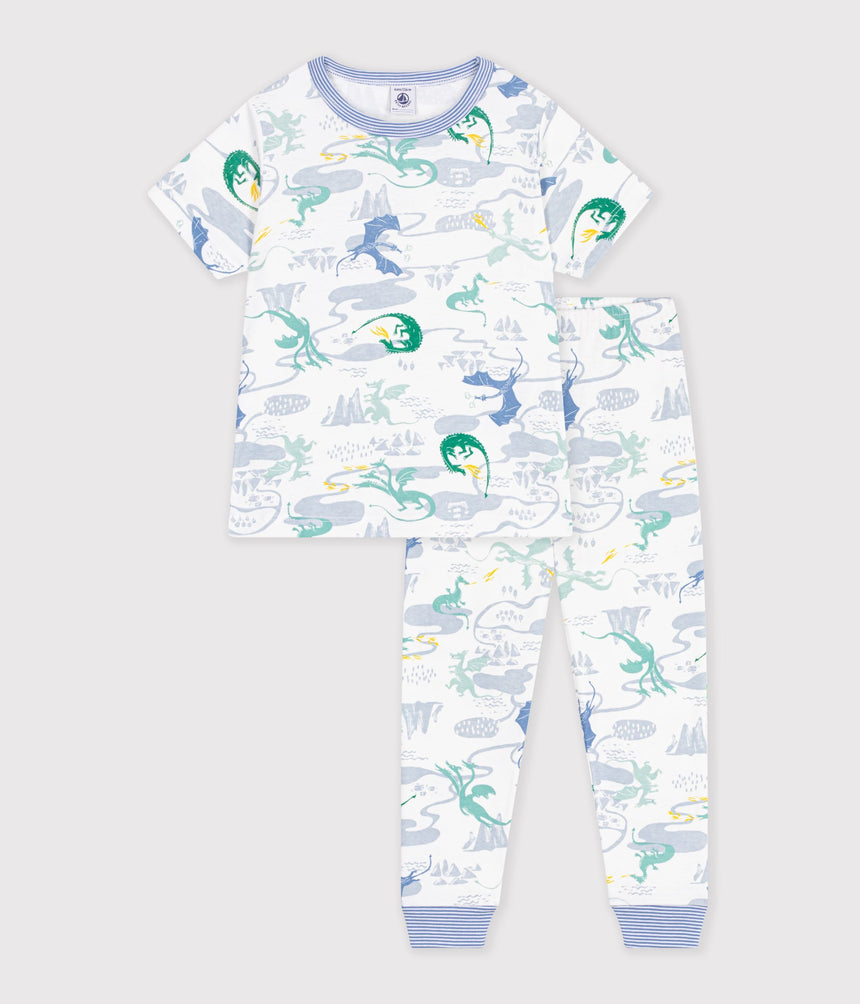 CHILDREN'S PRINTED COTTON PYJAMAS WITH SHORT SLEEVES AND LONG LEGS