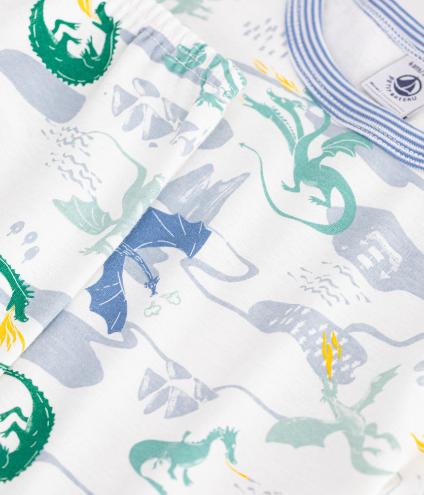 CHILDREN'S PRINTED COTTON PYJAMAS WITH SHORT SLEEVES AND LONG LEGS