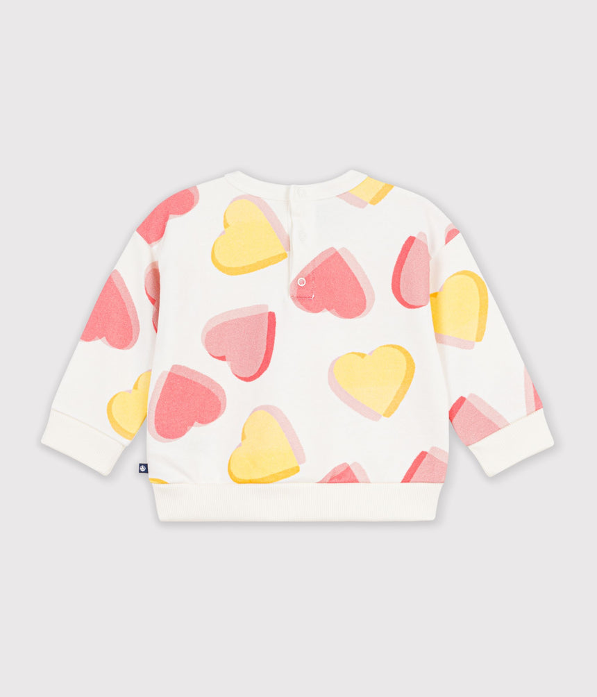 BABIES' HEART-PRINT COTTON SWEATSHIRT