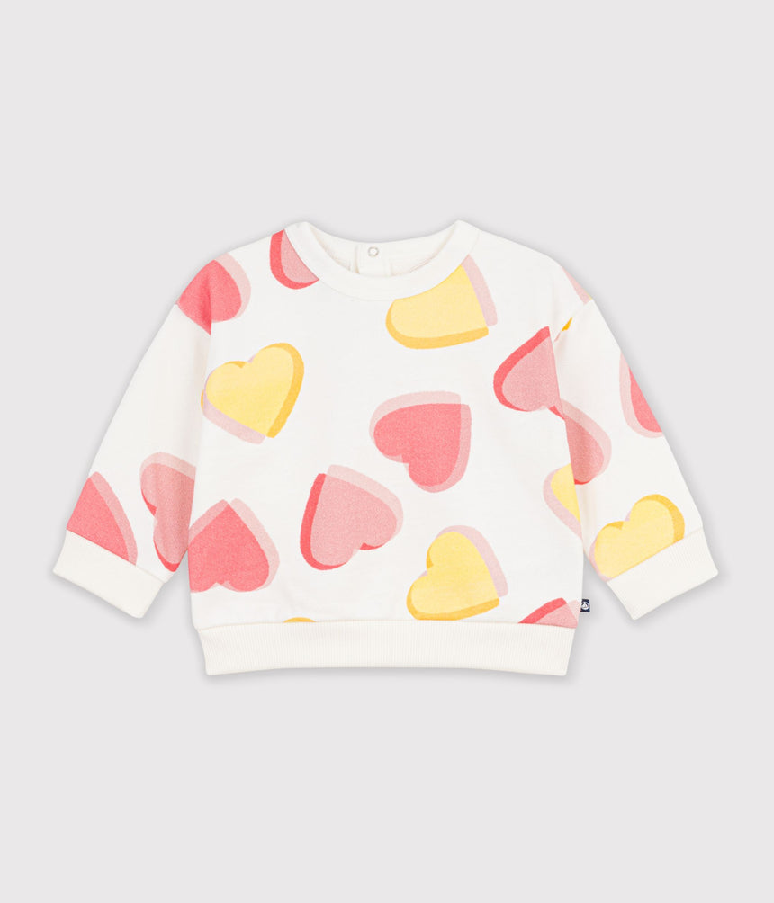 BABIES' HEART-PRINT COTTON SWEATSHIRT