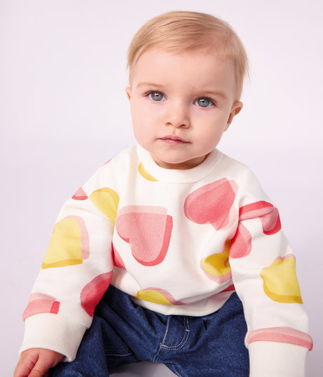BABIES' HEART-PRINT COTTON SWEATSHIRT
