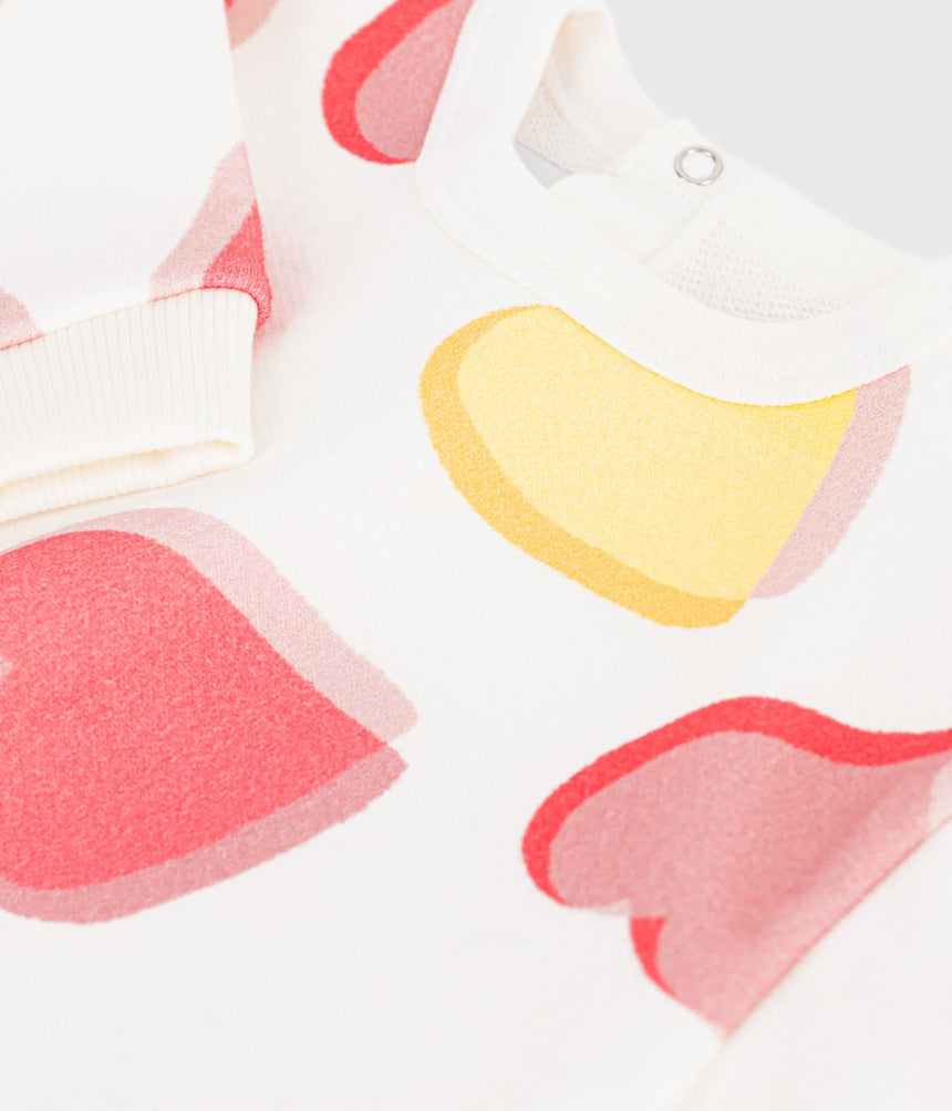 BABIES' HEART-PRINT COTTON SWEATSHIRT