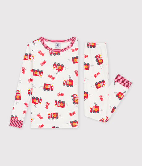 CHILDREN'S SNUG-FITTING FIREFIGHTER PRINT COTTON PYJAMAS