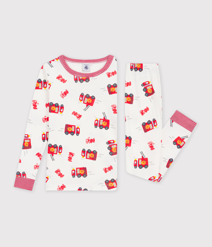 CHILDREN'S SNUG-FITTING FIREFIGHTER PRINT COTTON PYJAMAS