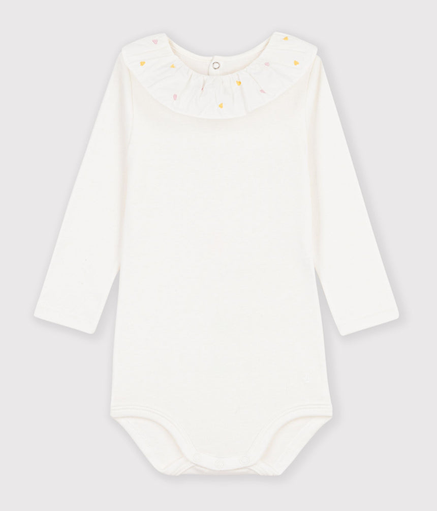 BABIES' PLAIN COTTON BODY WITH AN EMBROIDERED COLLAR
