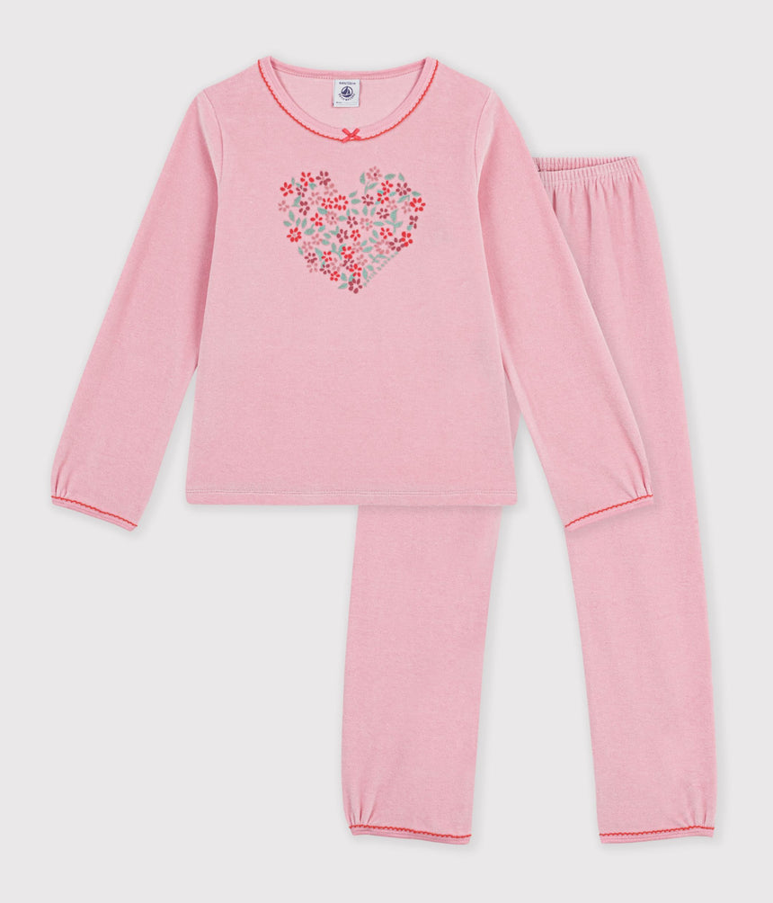 CHILDREN'S VELOUR PYJAMAS WITH A HEART MOTIF