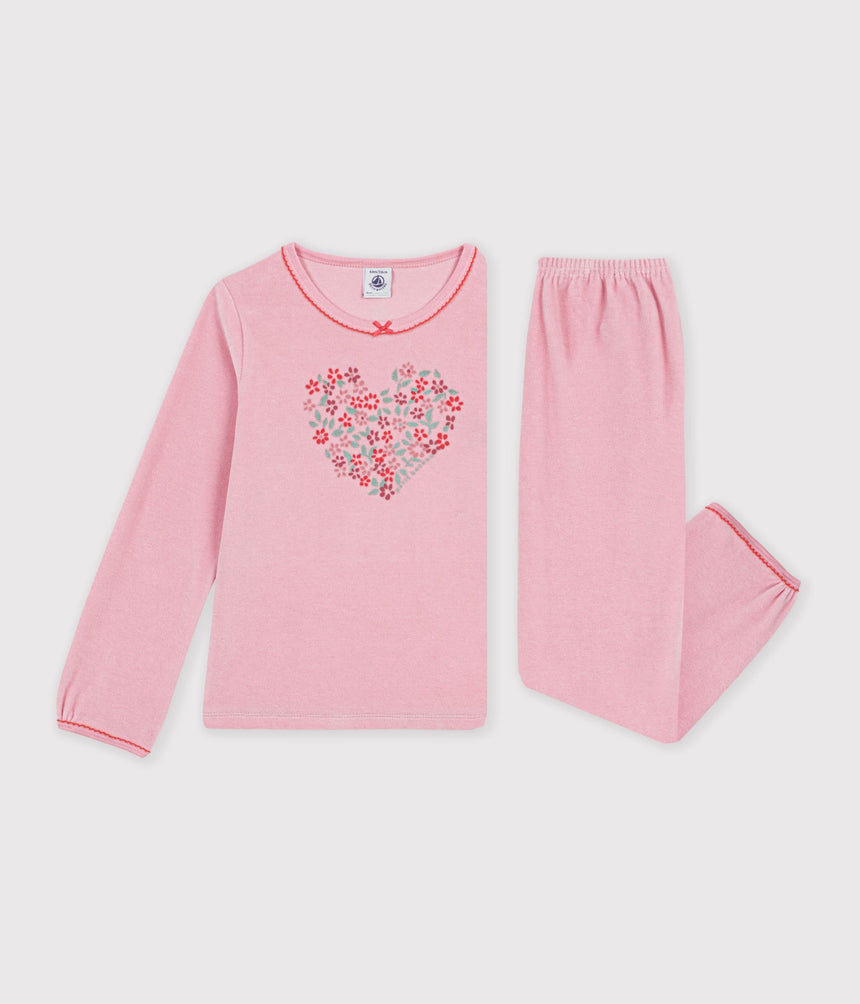 CHILDREN'S VELOUR PYJAMAS WITH A HEART MOTIF