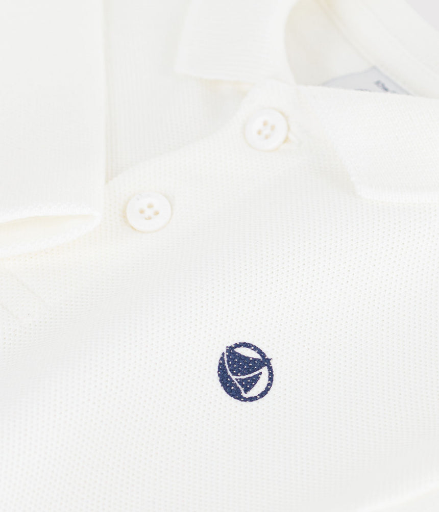 BABIES' LONG-SLEEVED PLAIN COTTON POLO SHIRT