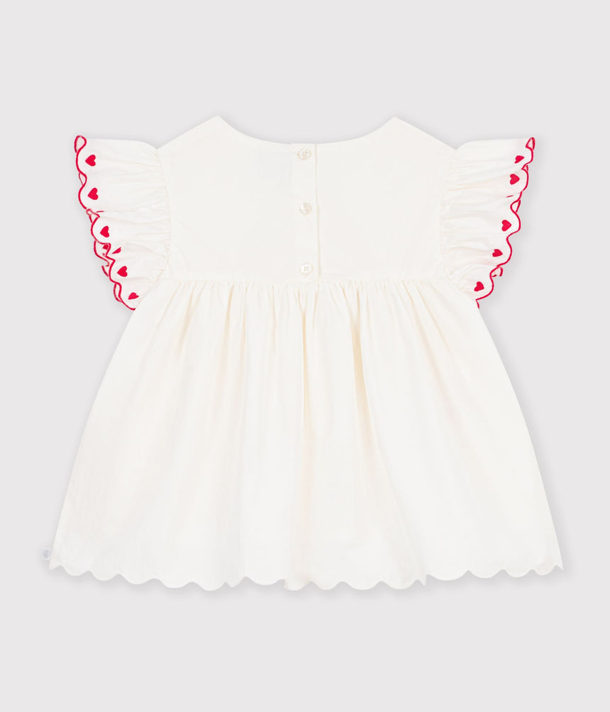 CHILDREN'S PLAIN SHORT-SLEEVED COTTON BLOUSE