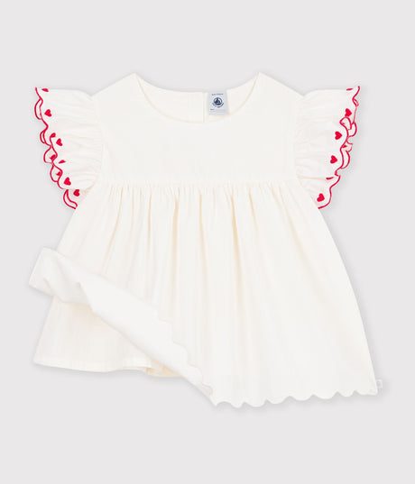 CHILDREN'S PLAIN SHORT-SLEEVED COTTON BLOUSE