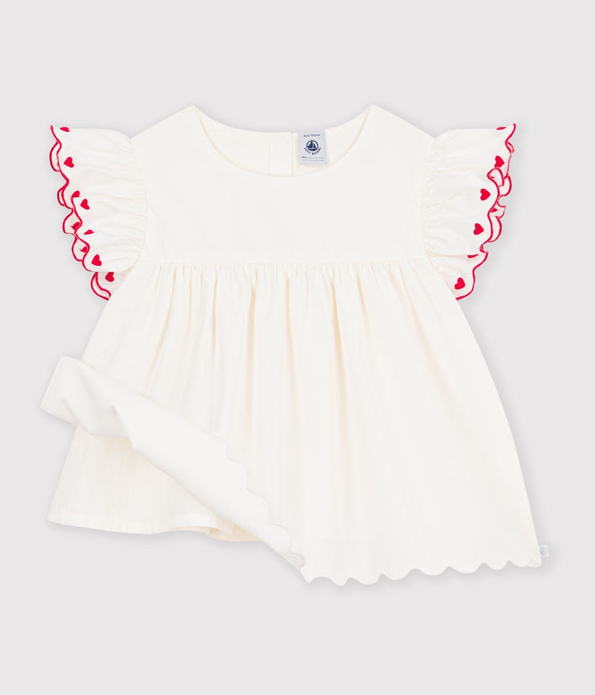CHILDREN'S PLAIN SHORT-SLEEVED COTTON BLOUSE