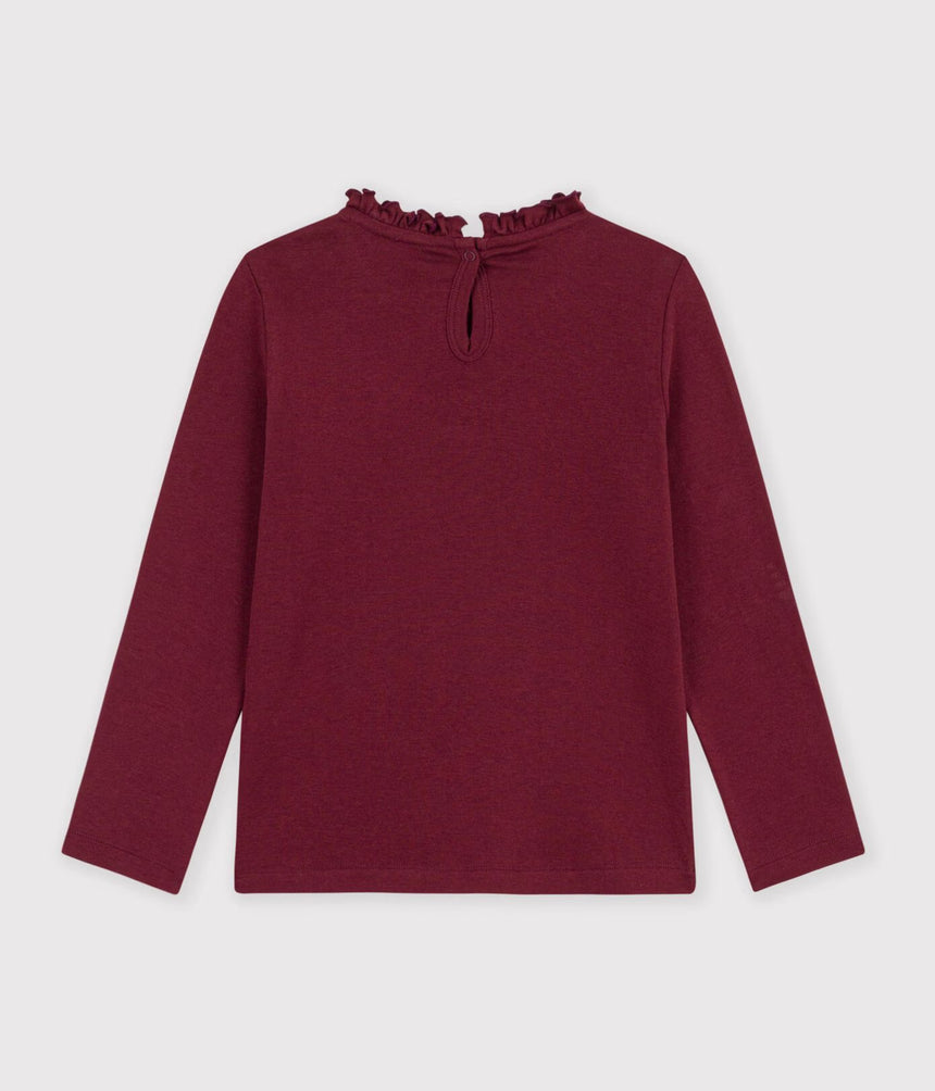 CHILDREN'S LONG-SLEEVED PLAIN T-SHIRT WITH A COLLAR