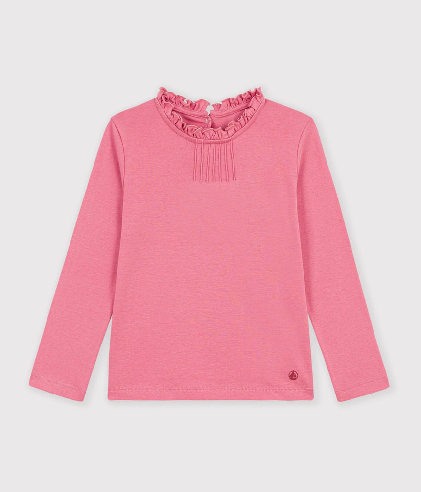CHILDREN'S LONG-SLEEVED PLAIN T-SHIRT WITH A COLLAR