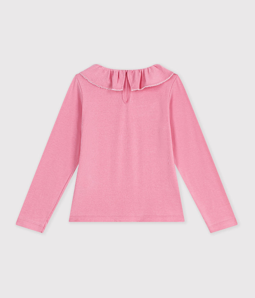 CHILDREN'S LONG-SLEEVED PLAIN T-SHIRT WITH A COLLAR