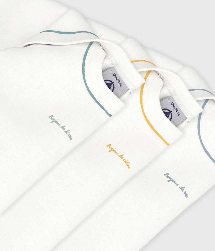 PACK OF PLAIN COTTON LONG-SLEEVED BABY BODIES