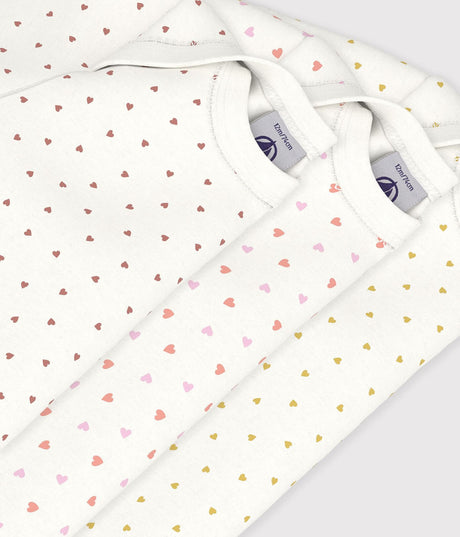 PACK OF BABIES' LONG-SLEEVED SMALL HEART-PRINT COTTON BODIES