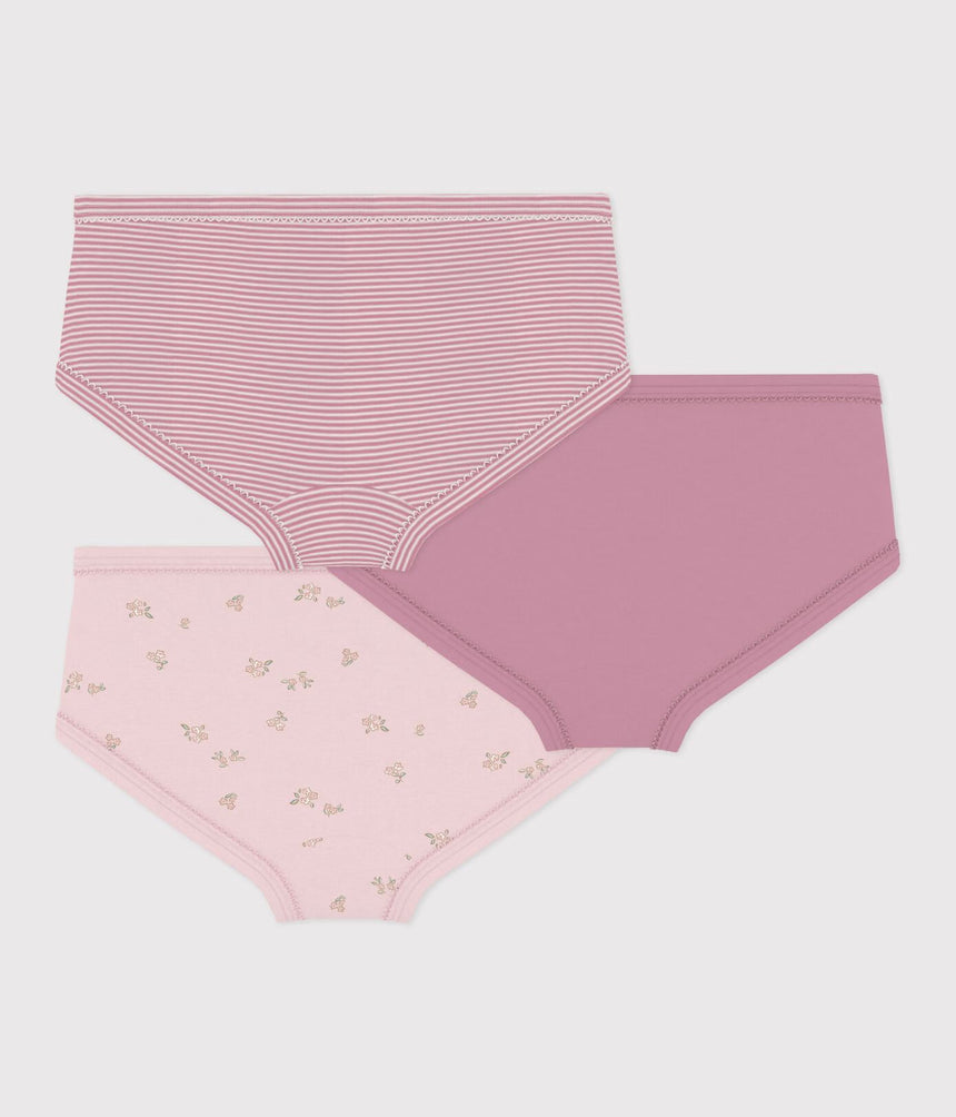 PACK OF CHILDREN'S HIGH-WAISTED COTTON PANTS WITH A FLOWER PATTERN