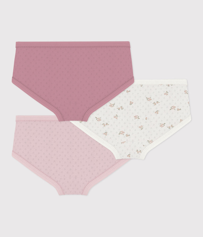PACK OF CHILDREN'S HIGH-WAISTED PANTS IN OPENWORK COTTON WITH A FLORAL PATTERN