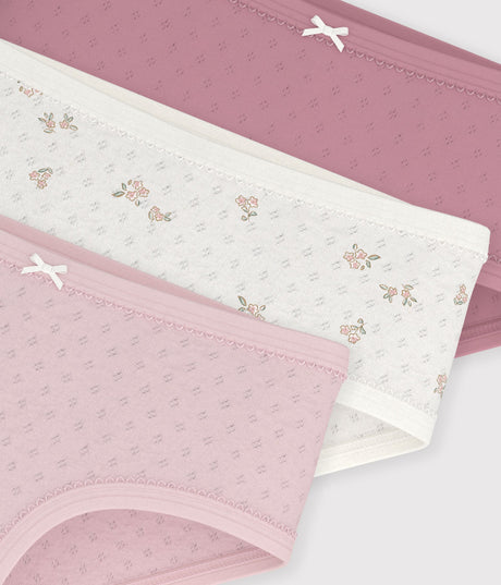 PACK OF CHILDREN'S HIGH-WAISTED PANTS IN OPENWORK COTTON WITH A FLORAL PATTERN