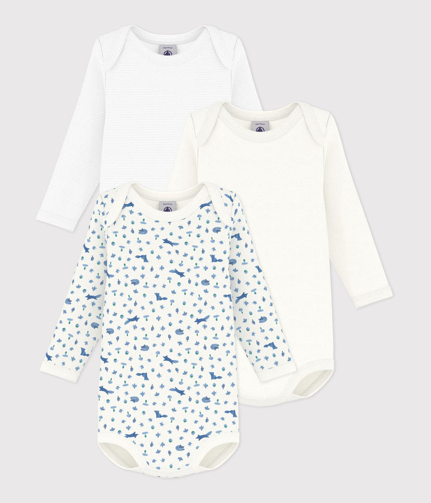 PACK OF LONG-SLEEVED FOX PRINT COTTON BODIES FOR BABIES