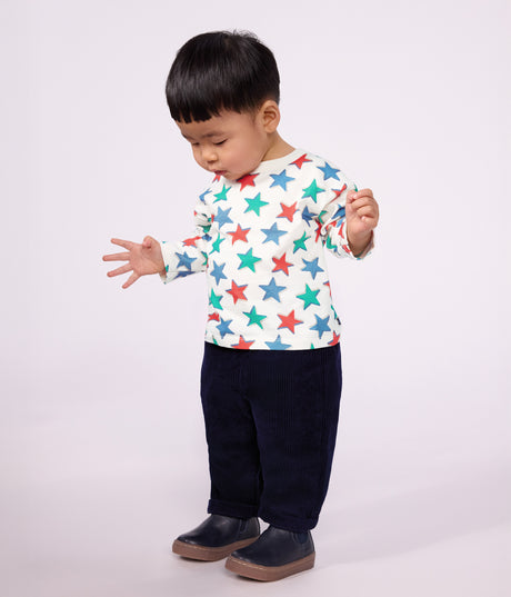 BABIES' LONG-SLEEVED STAR-PRINT COTTON T-SHIRT
