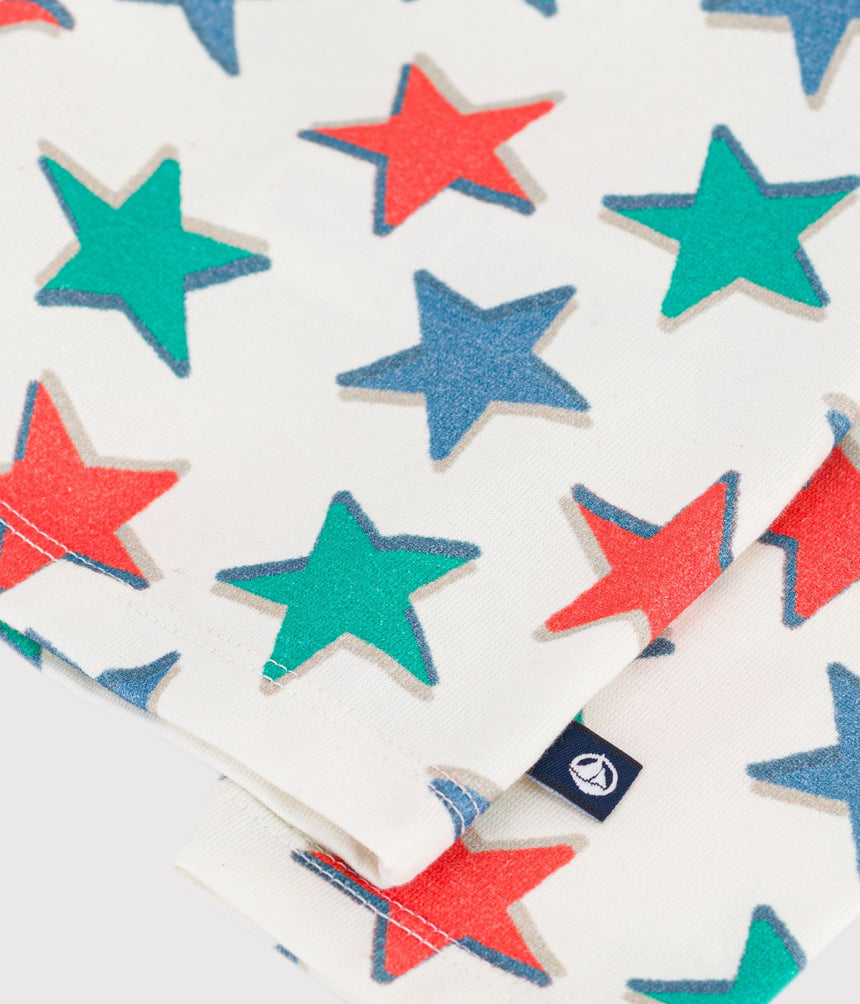 BABIES' LONG-SLEEVED STAR-PRINT COTTON T-SHIRT